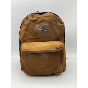 Vintage 90's JanSport Eagle Saddle All Leather Classic Brown Book Backpack